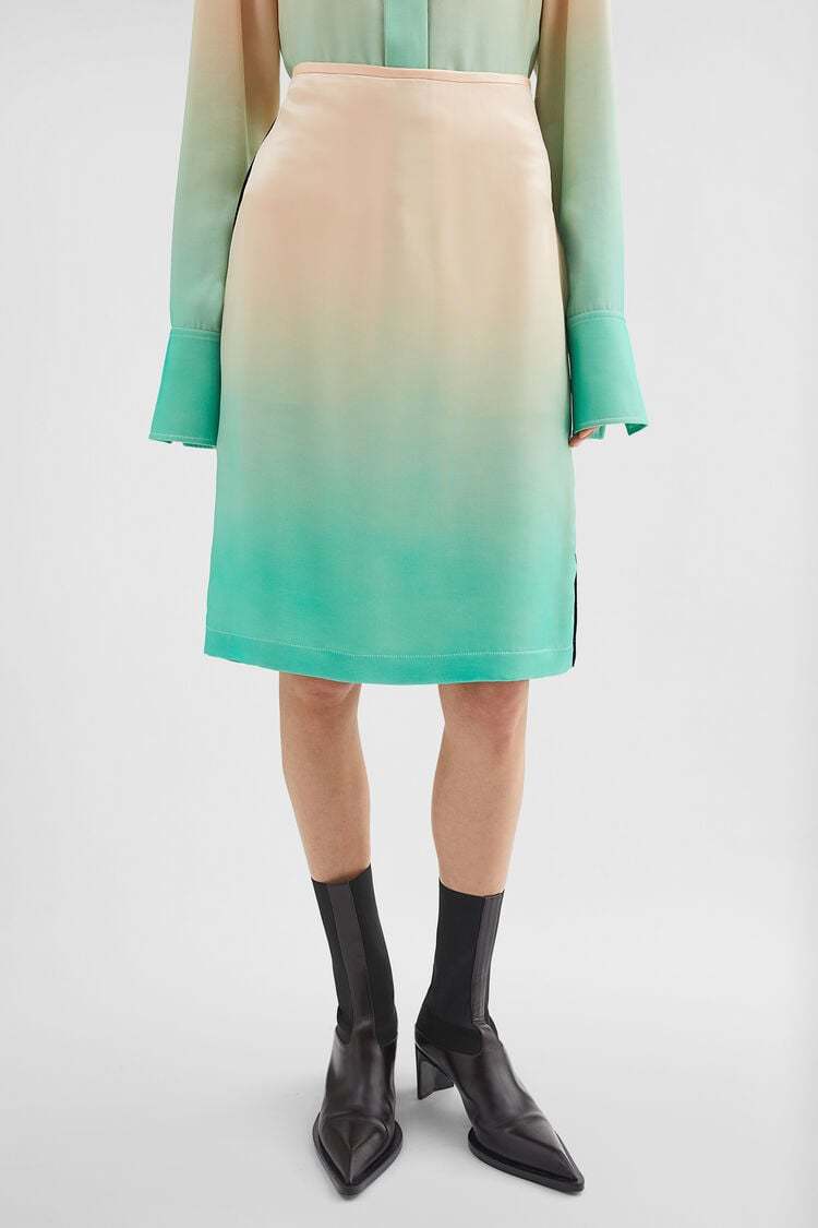 Jil Sander Fluid Satin Printed Skirt In Nude