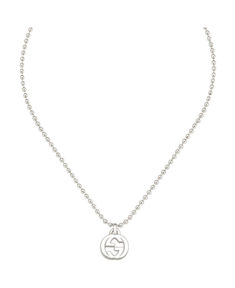 Gucci Interlocking G Sterling-silver Pendant Necklace In Metallic