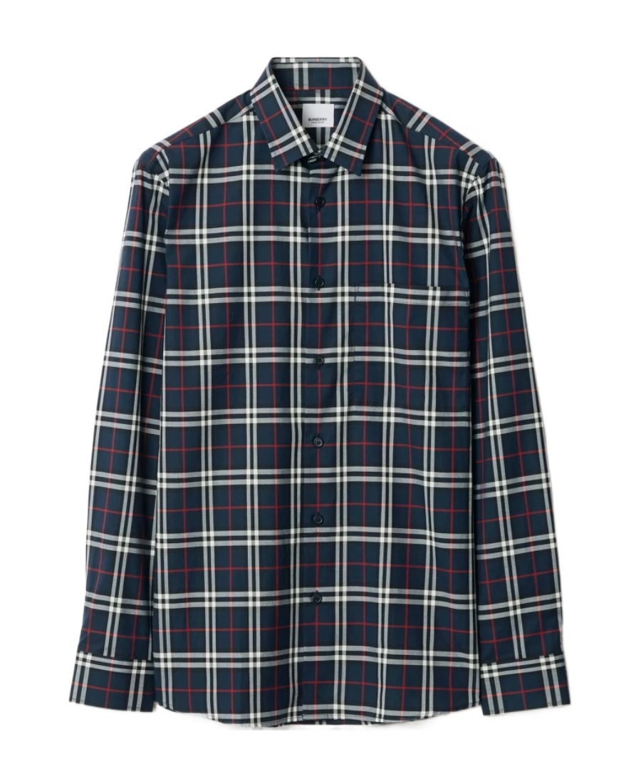 Burberry Simpson Checked Cotton Shirt In Gray