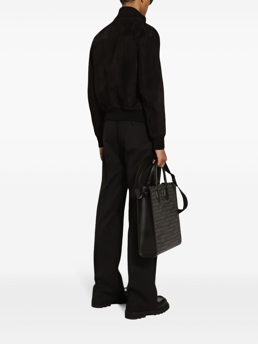 Dolce & Gabbana Leather Bomber Jacket In Black