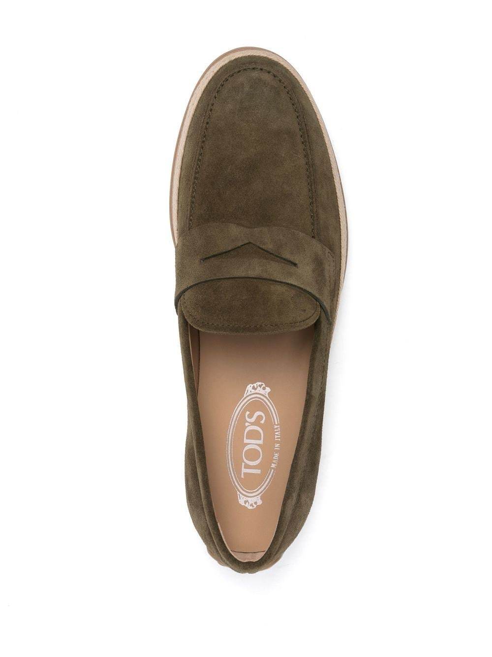 Tod's Almond-toe Suede Loafers In Green
