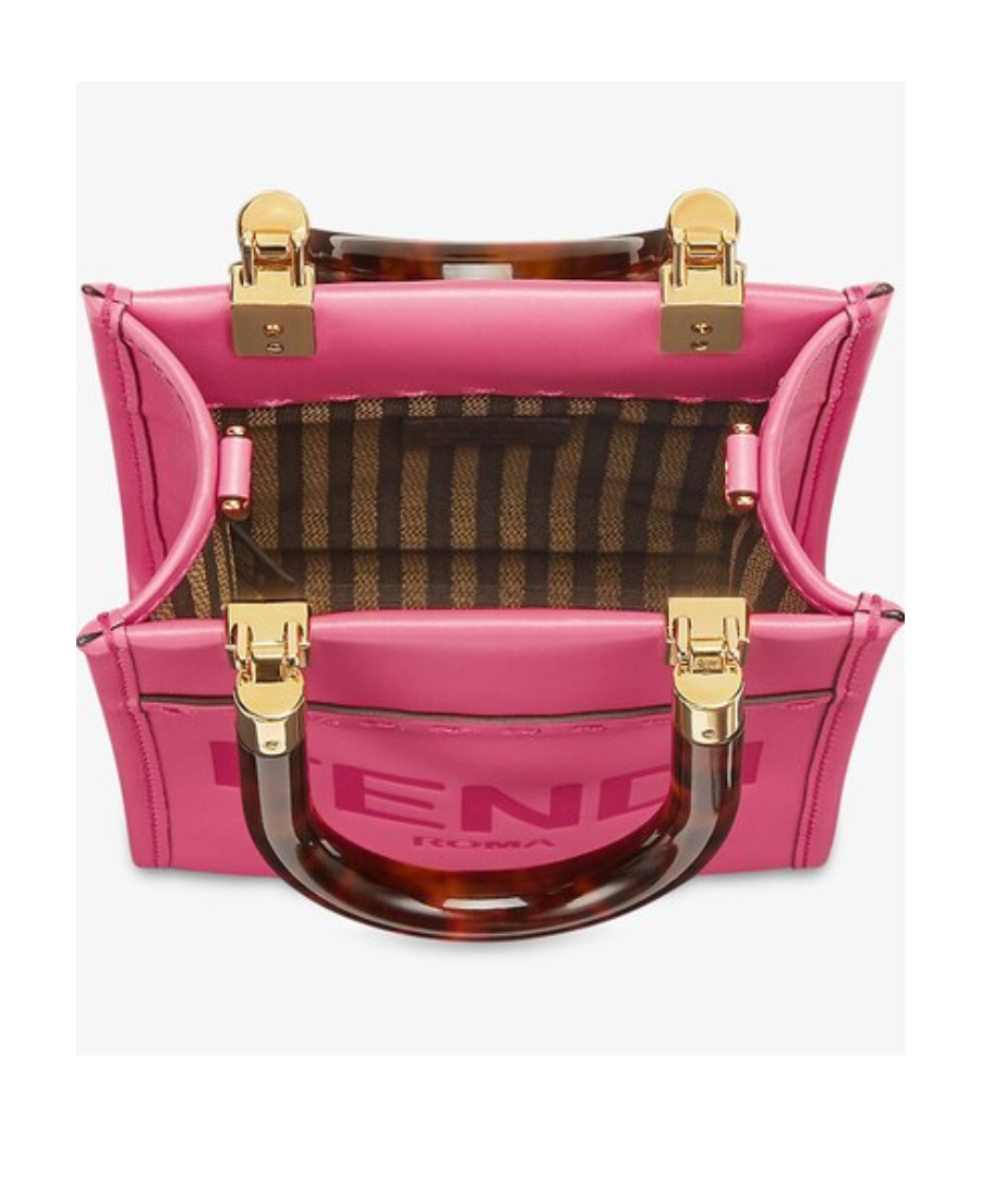 Fendi Woman Fuchsia Leather Mini Sunshine Handbag In Red