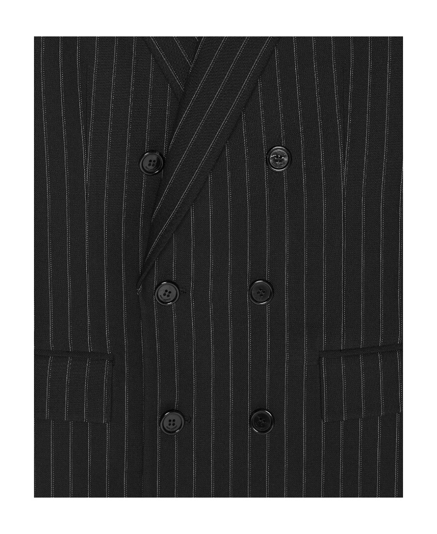 Saint Laurent Pinstripe Double Breasted Blazer In Black