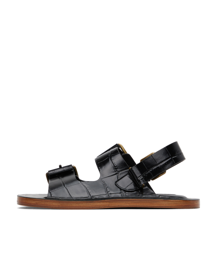 Jil Sander Flat-soled Sandals After Pin Buckle In Black