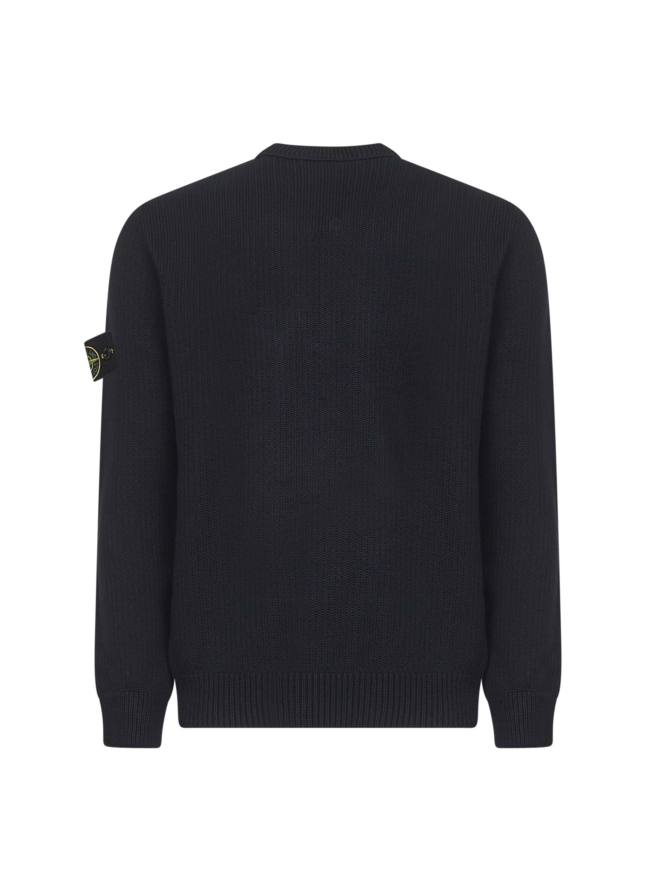 Stone Island Black Soft Organic Cotton Crewneck Sweater In Blue