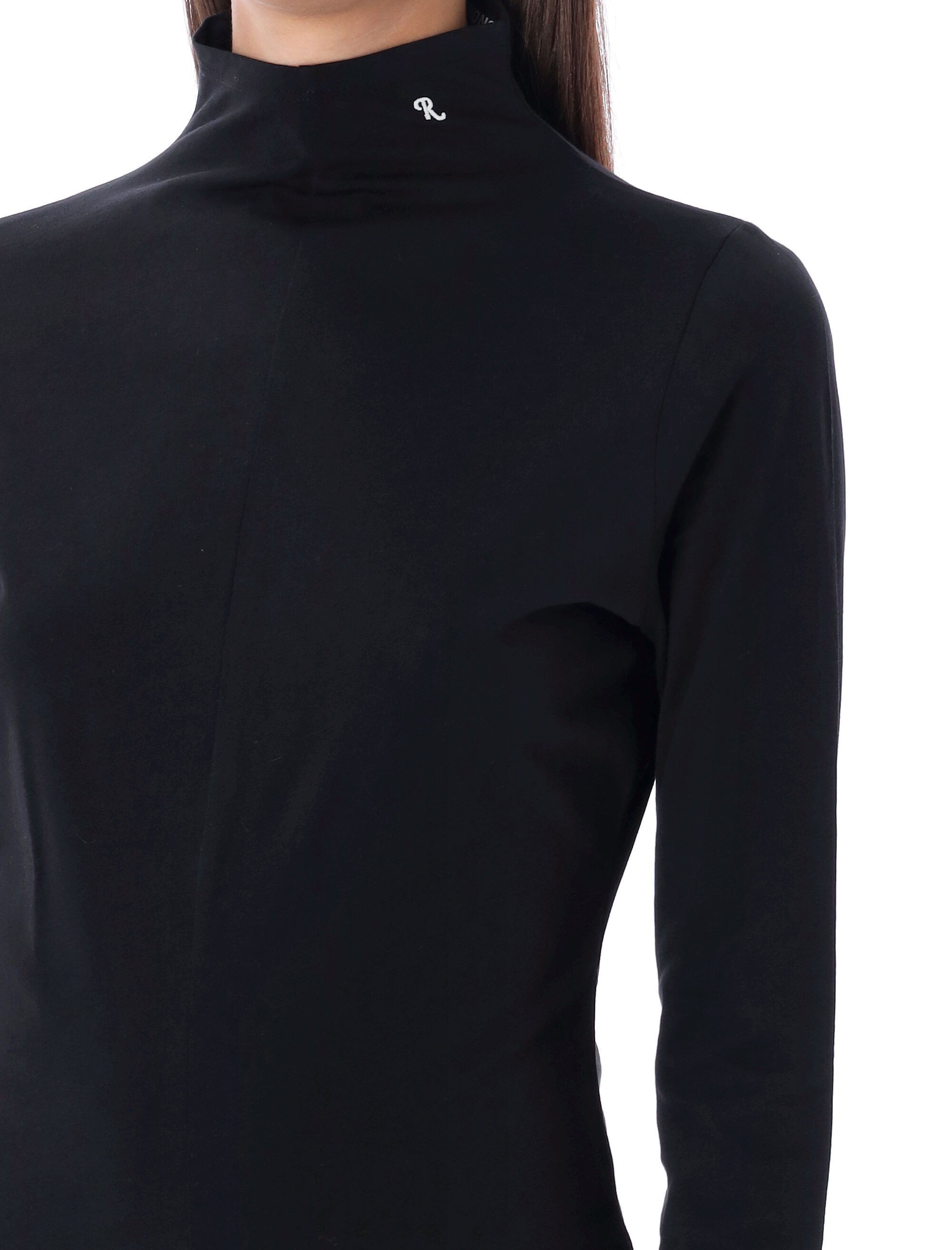 Raf Simons Logo Embroidered High-necked Leotard In Black