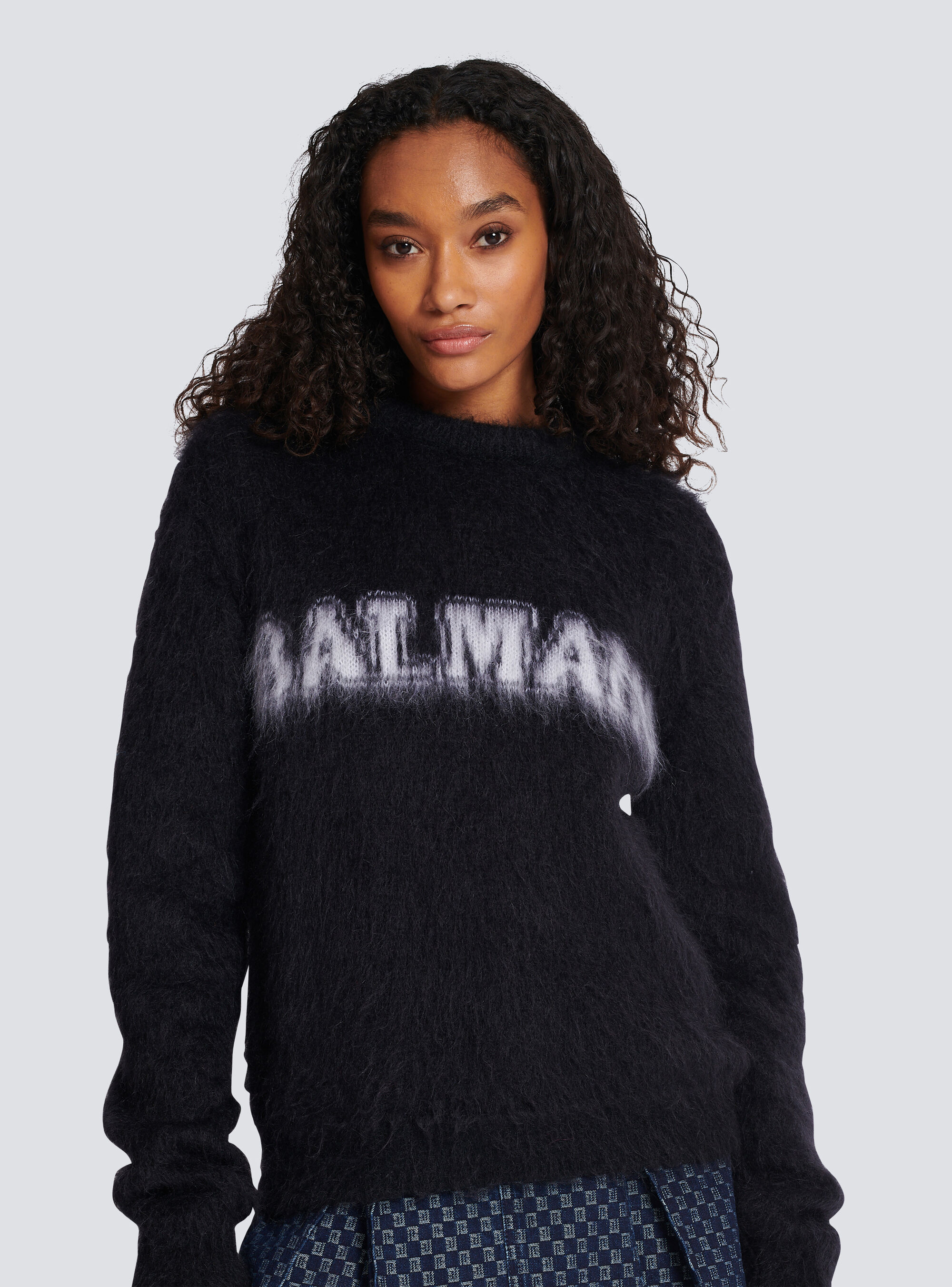 Balmain Black Mohair Sweatshirt In Black