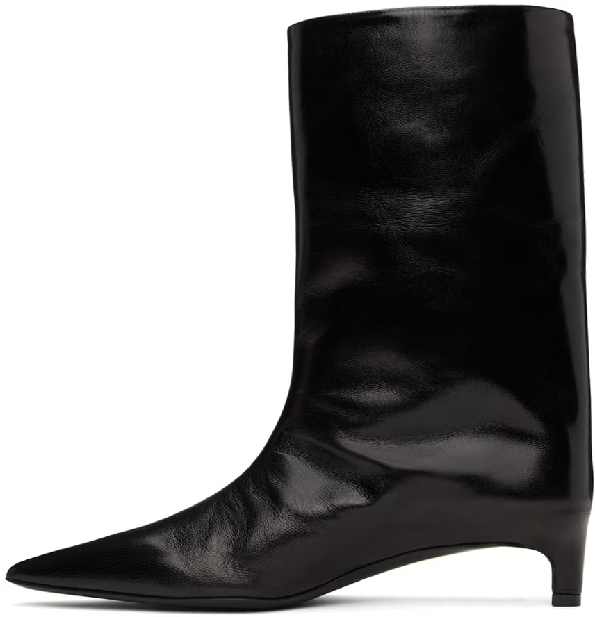 Jil Sander Black Leather Ankle Boots In Black