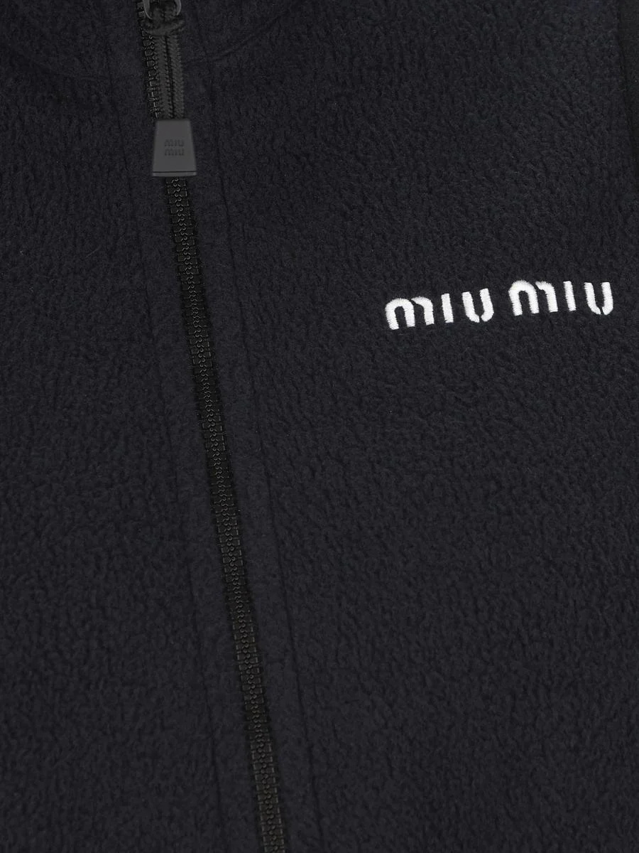 Miu Miu Zip-up Fleece Waistcoat In Black