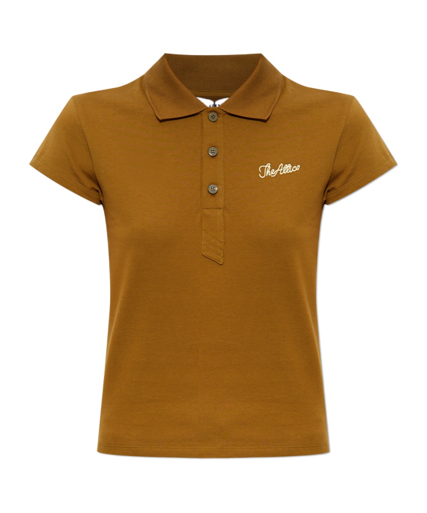 Attico Short Sleeve Polo Shirt In Brown