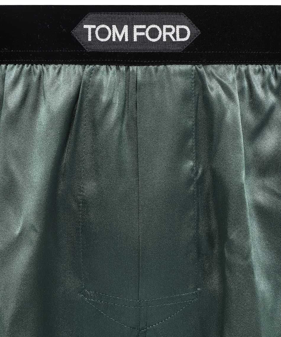 Tom Ford Logo-waistband Silk Boxer Shorts In Green