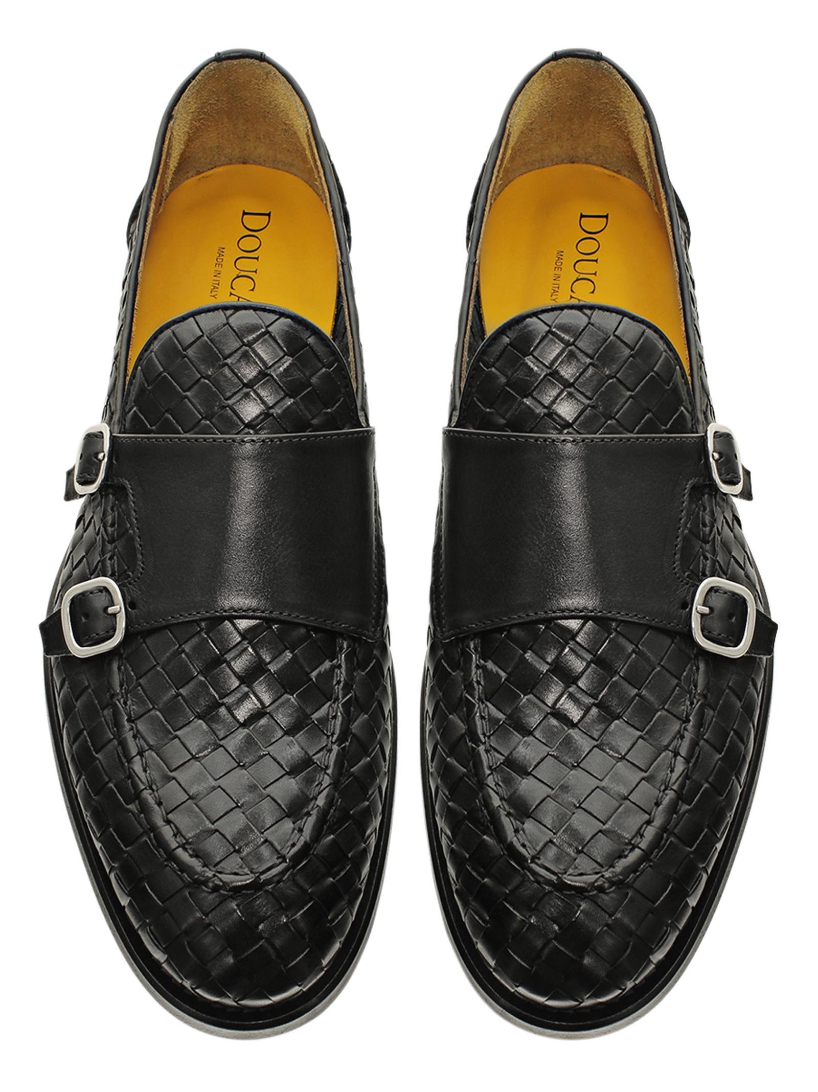 Doucal's Double-buckle Suede Monk Shoes In Black