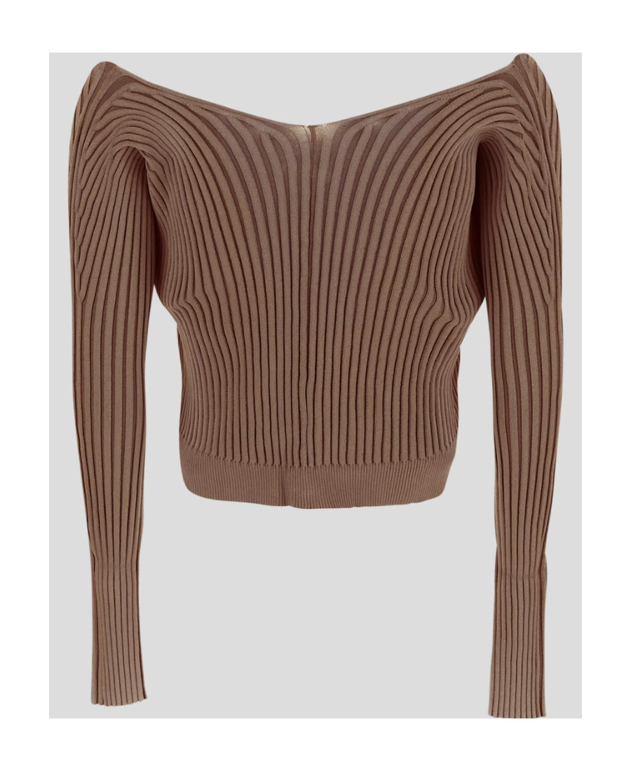 Shop Jacquemus Ribbed-knit Open-front Cardigan In Brown