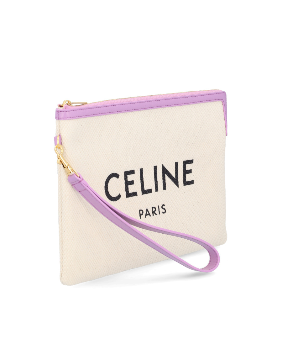 Celine Fabric And Cowhide Lace Handbag In Nude