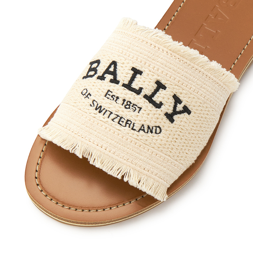 Bally Round Head Flat Slippers In Brown