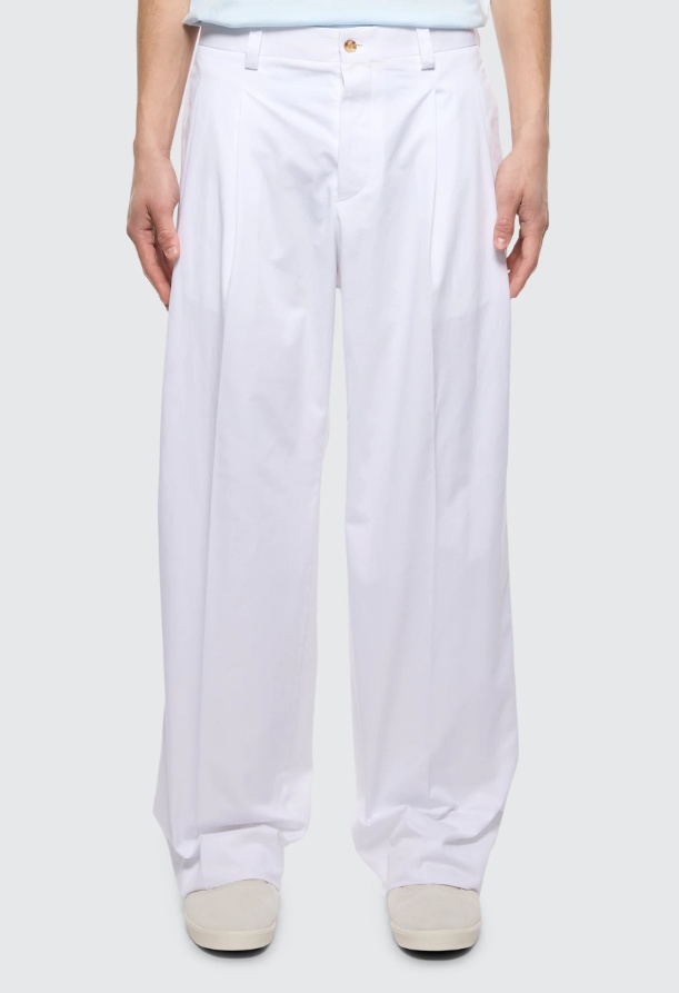 Shop Laneus Double Pence Loose-fit Trousers In White