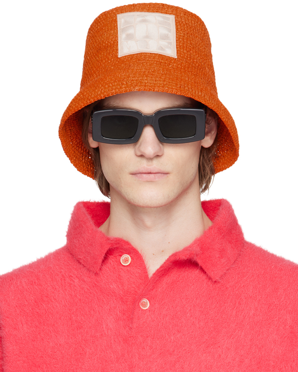 Jacquemus Le Bob Ficiu Bucket Hat In Orange