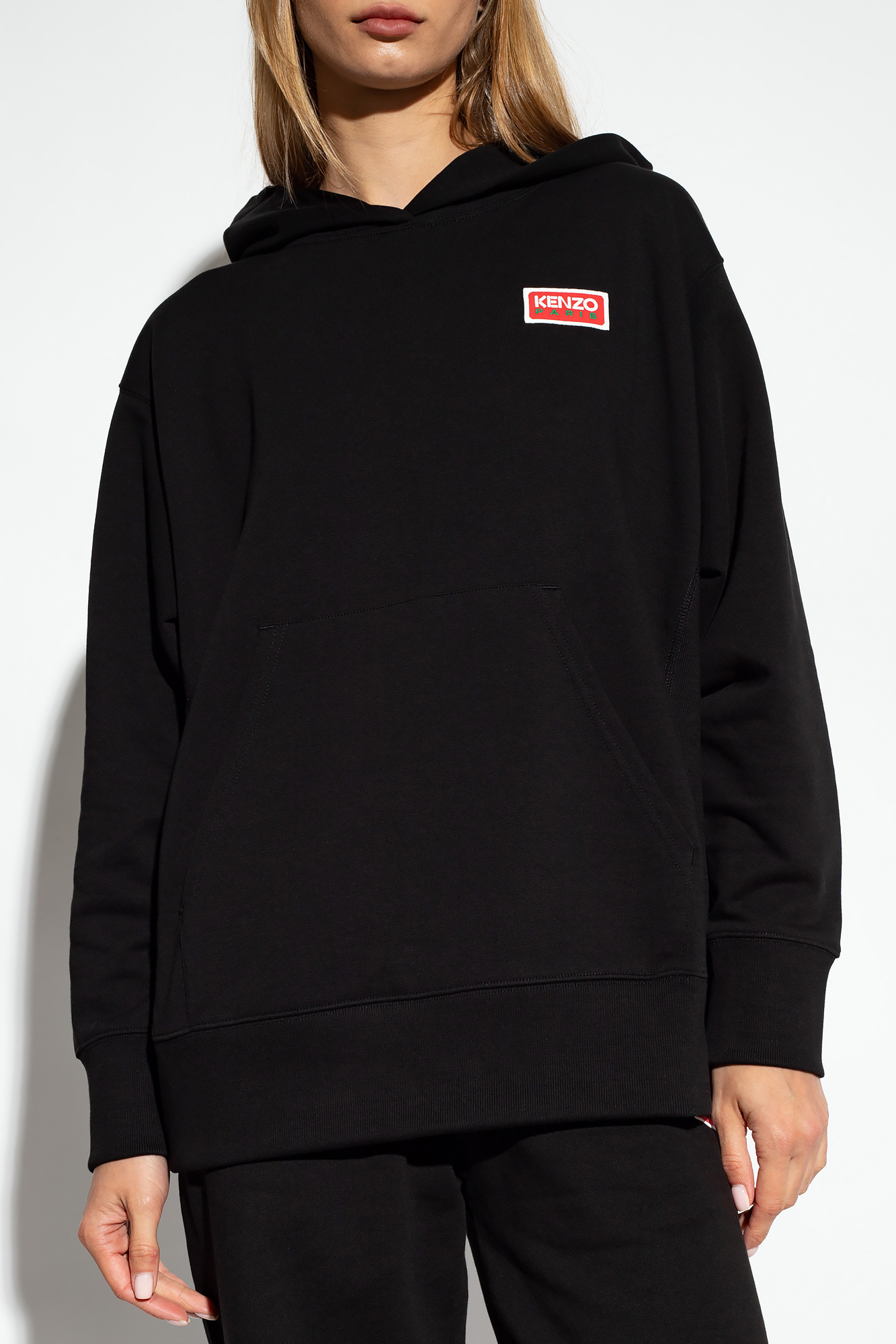 Kenzo Logo-embroidered Hoodie In Black