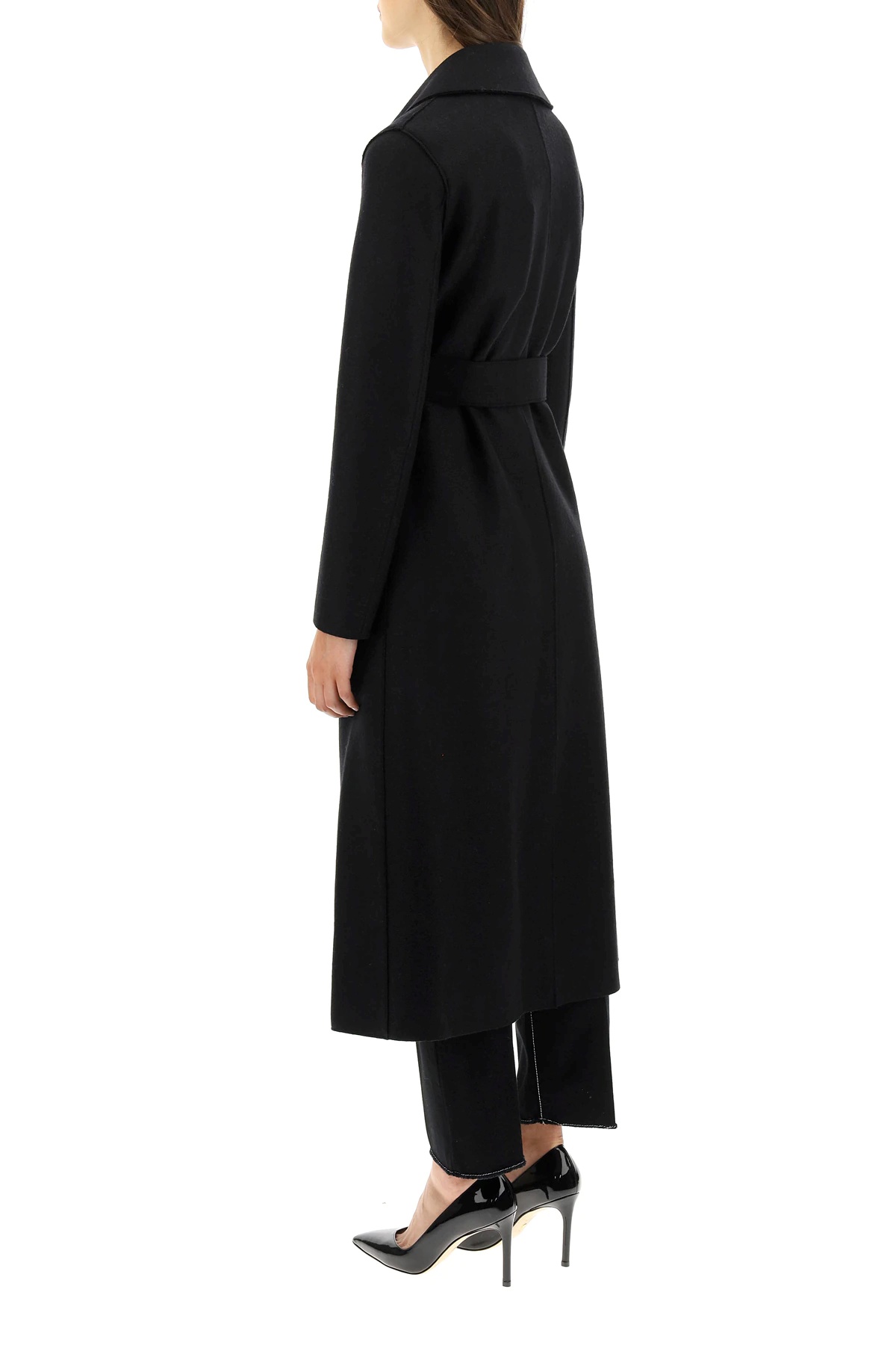 Shop Harris Wharf London Wrap-around Virgin Wool Coat In Black