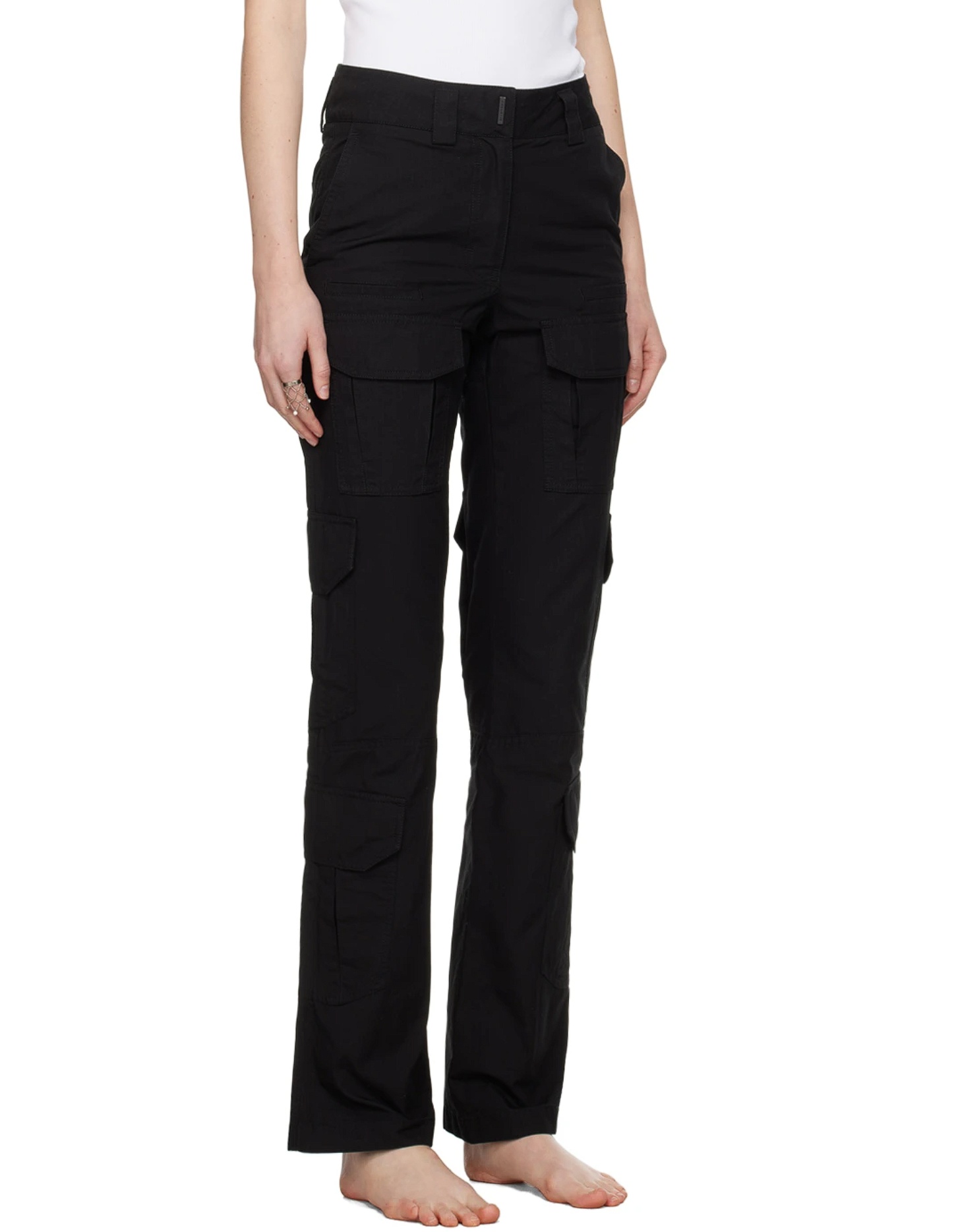 Givenchy Fine-check-pattern Cargo Trousers In Black