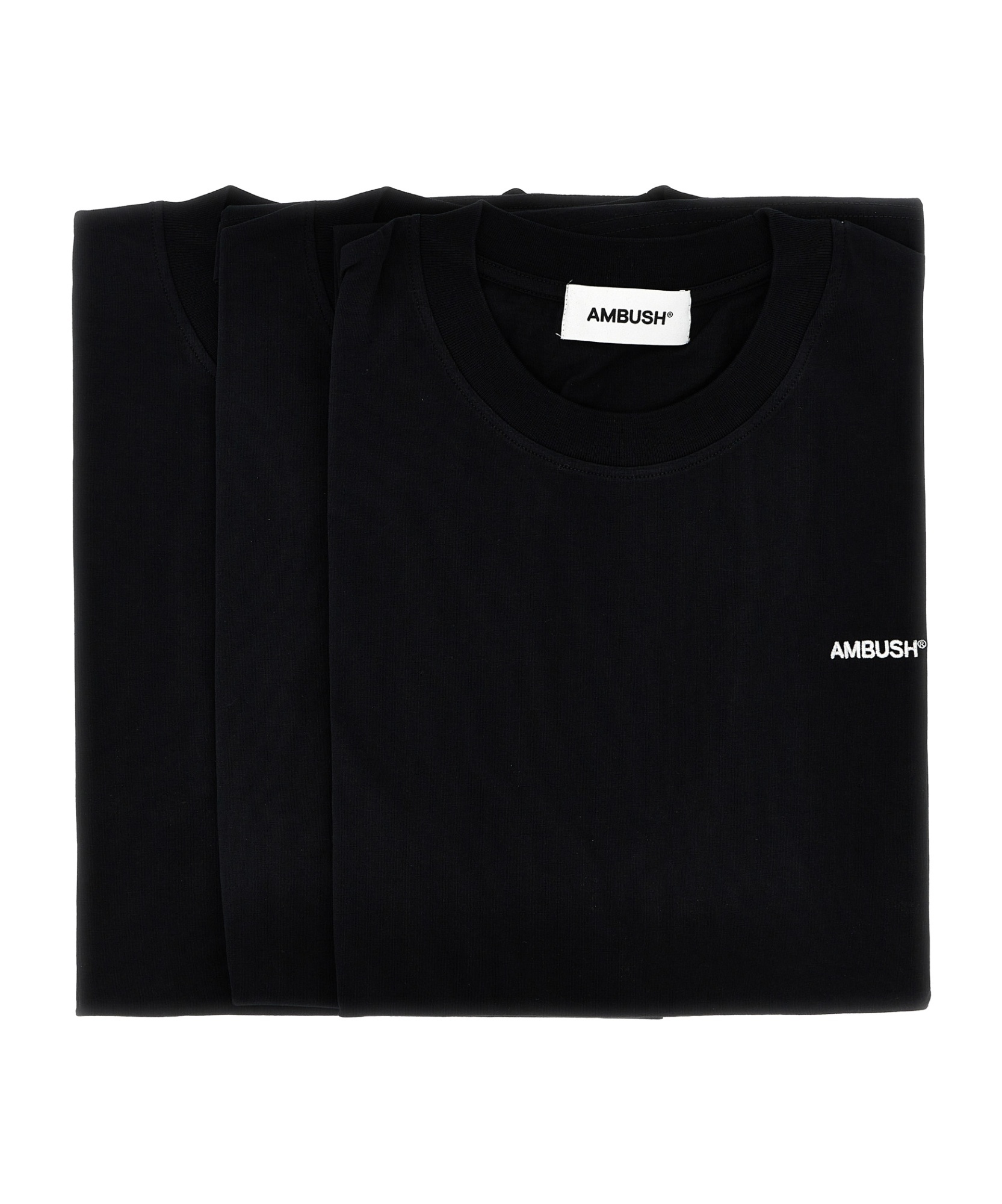 Ambush Tap Shoe Blanc Cotton T-shirt (pack Of Three) In Black