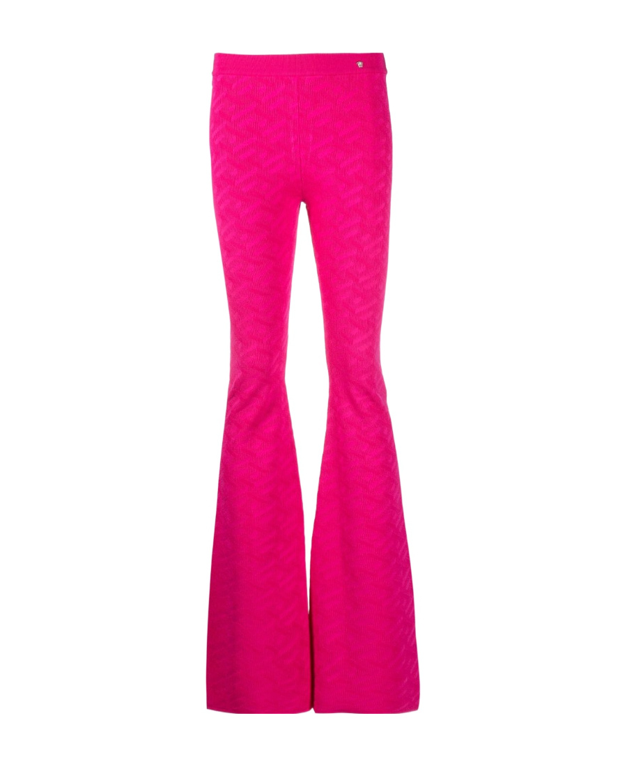 Versace Logo Pattern Flared Pants In Pink