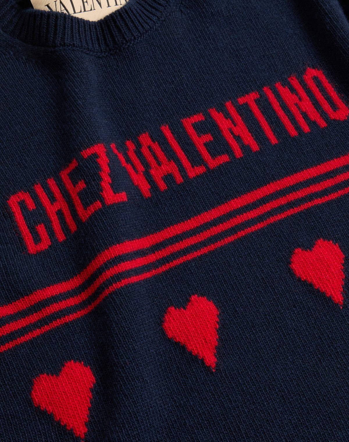 VALENTINO WOOL JUMPER WITH CHEZ VALENTINO JACQUARD MOTIF 