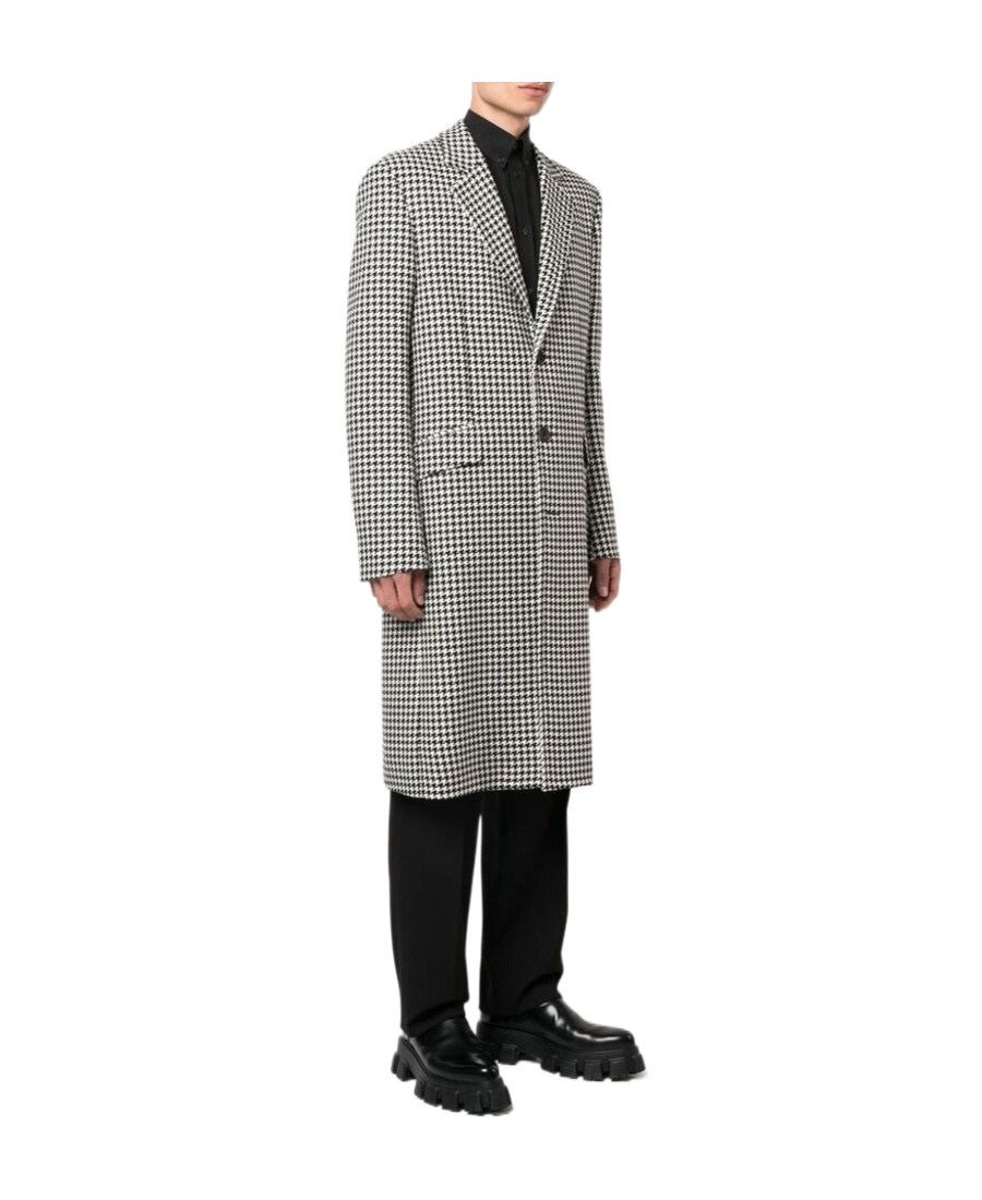 Alexander Mcqueen Houndstooth Single-breasted Coat In Gray