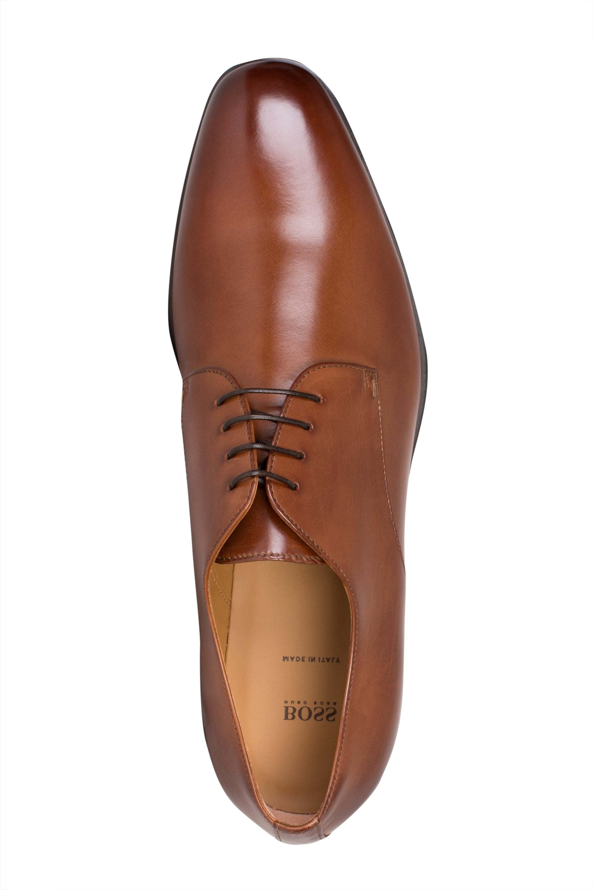 Hugo Boss Leather Derby Shoes With Rubber Sole In Brown