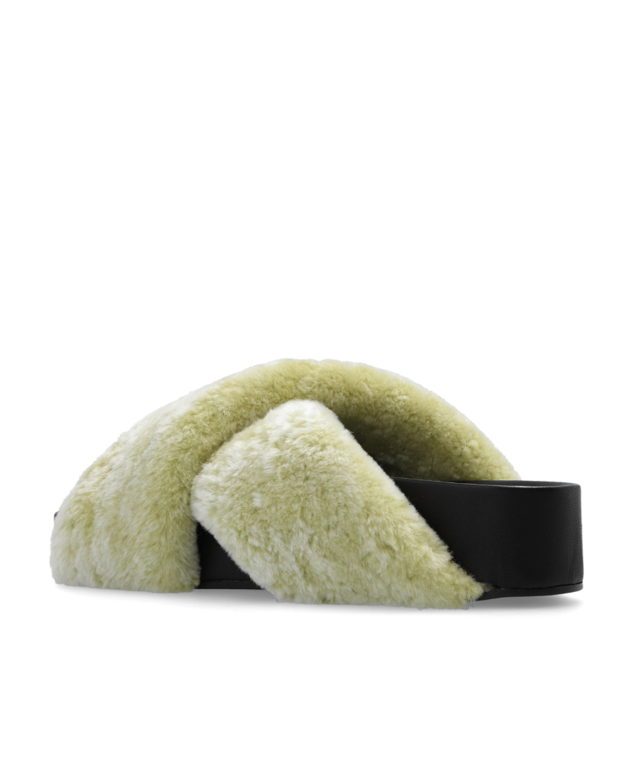Jil Sander Shearling Cross-over Sandals In Nude