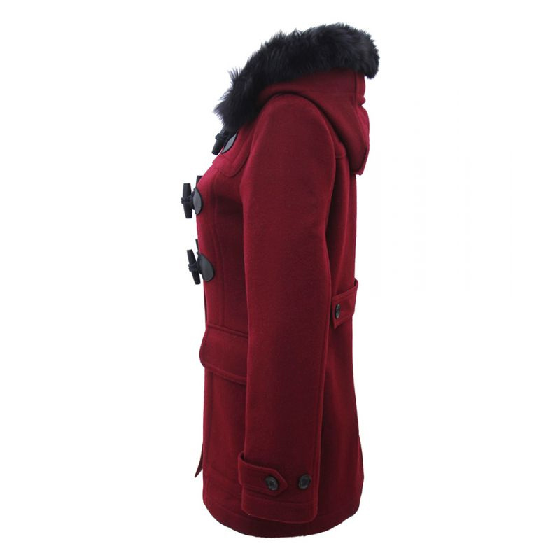 Burberry Horn Buckle Hooded Coat In Red