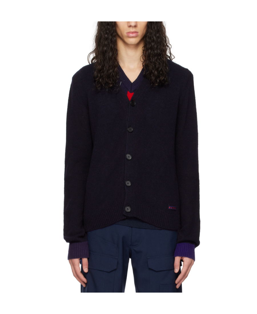 Marni Single-breasted Knitted Cardigan In Black