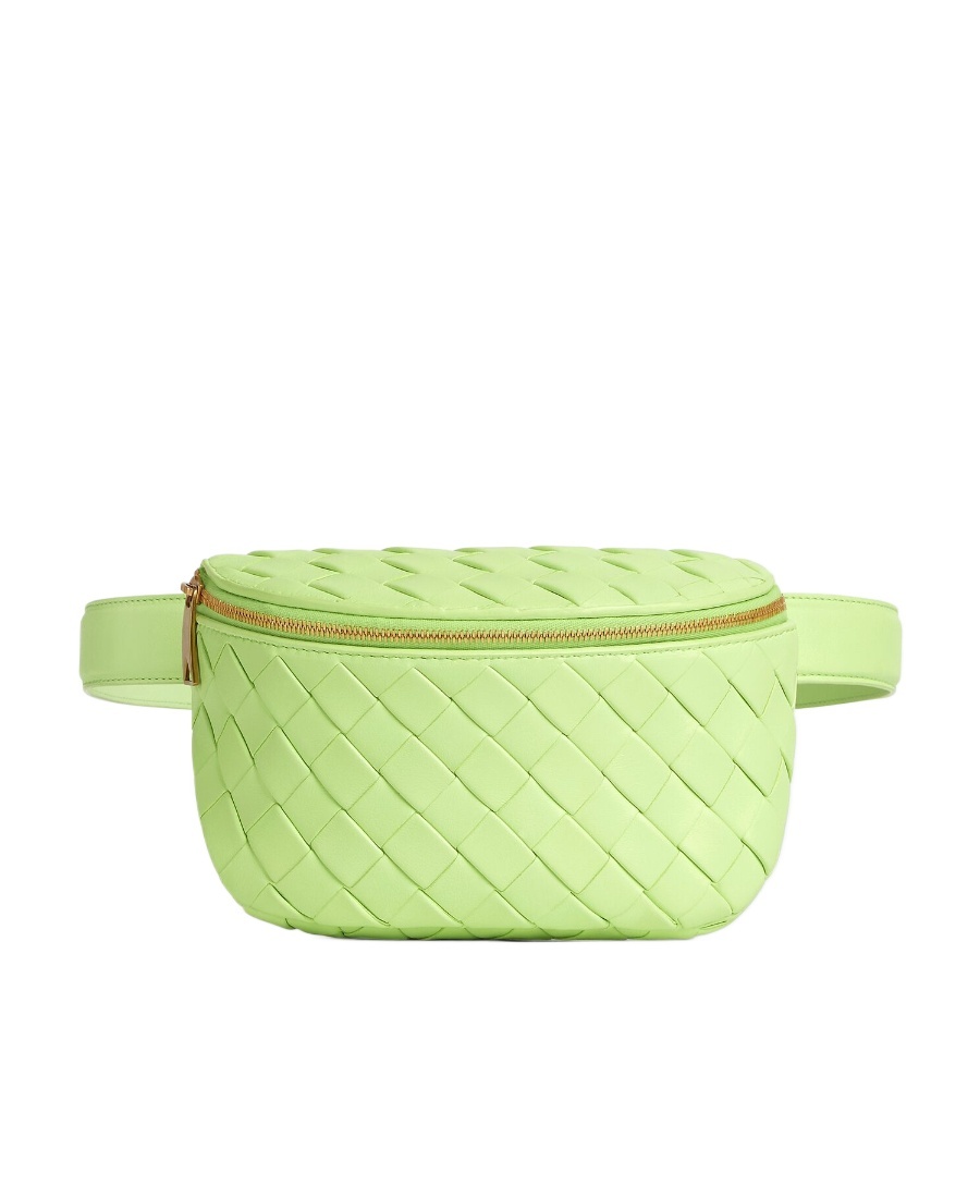 Bottega Veneta Intreciato Zipper Waist Pack In Green
