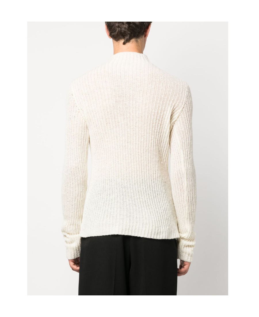 Dries Van Noten High-neck Long-sleeved Sweater In White