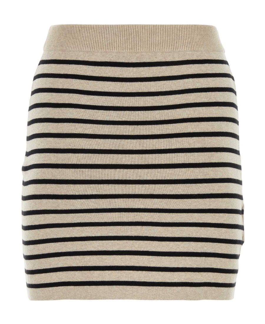 MIU MIU MIU MIU STRIPED KNITTED MINI SKIRT
