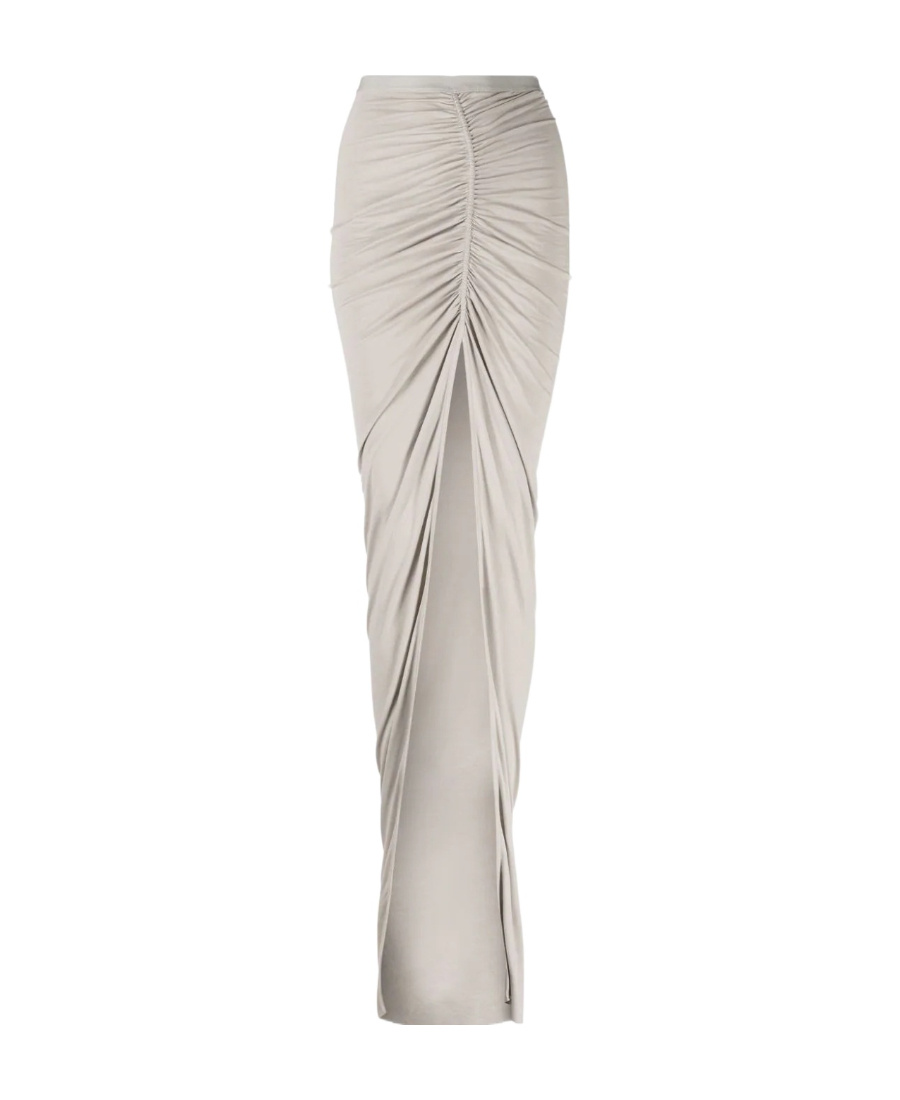 Rick Owens Svita Ruched Maxi Skirt In Gray
