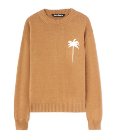 Shop Palm Angels Palm Tree Intarsia Crewneck Knitted Jumper In Nude