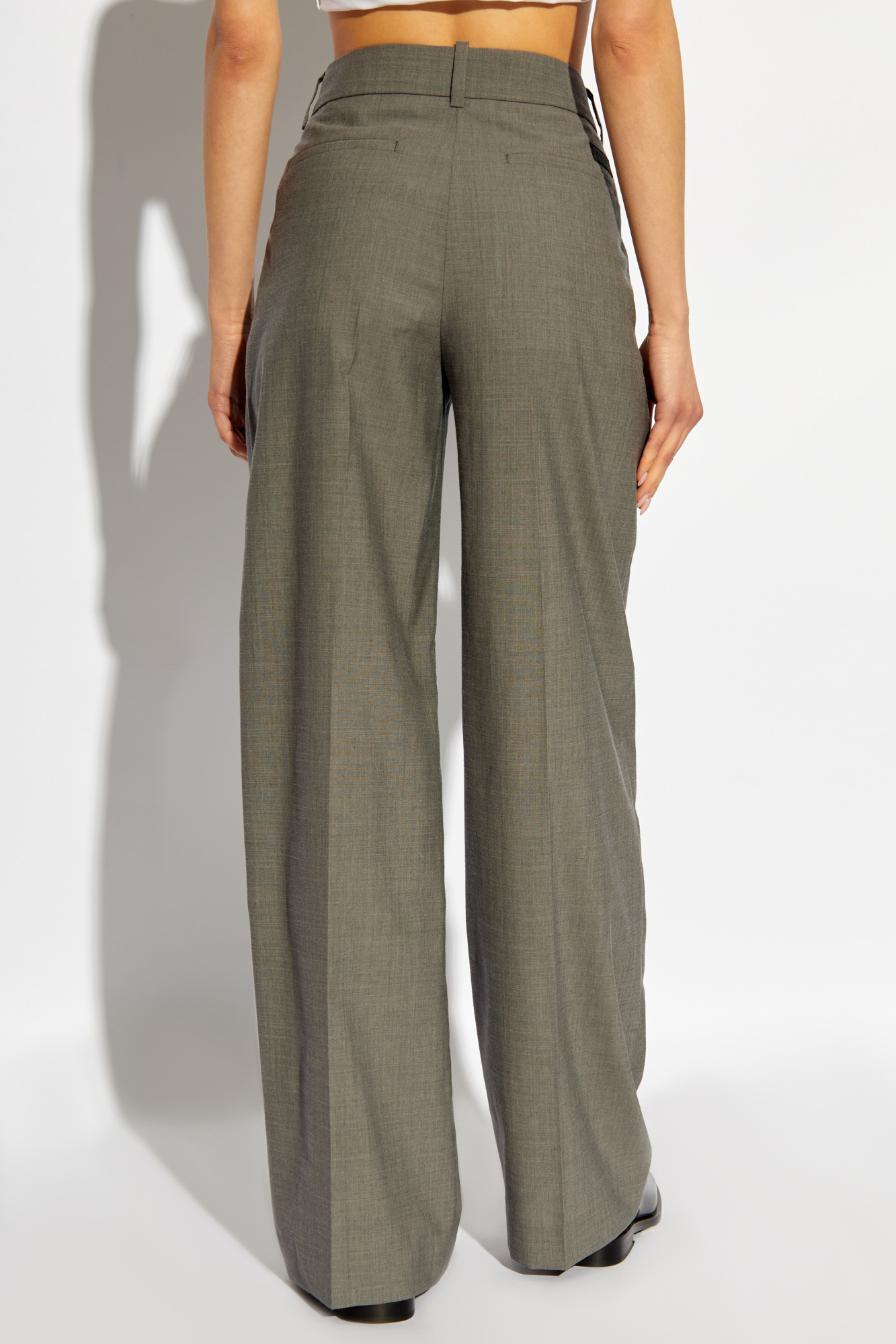 Kenzo Wide-leg Wool Trousers In Gray