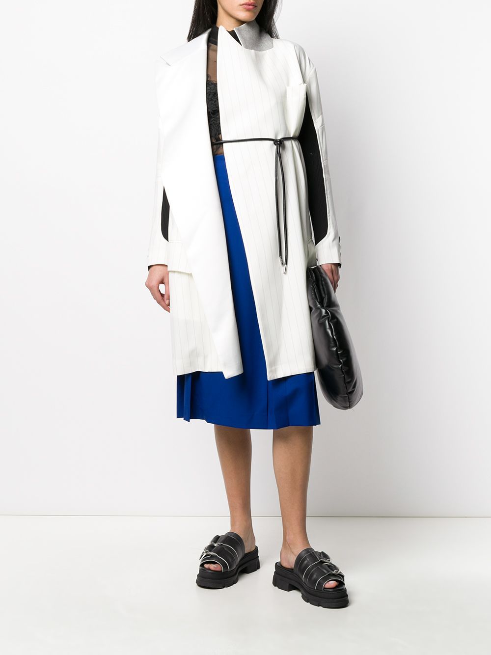 Shop Sacai Hybrid Contrast Panel Coat In White