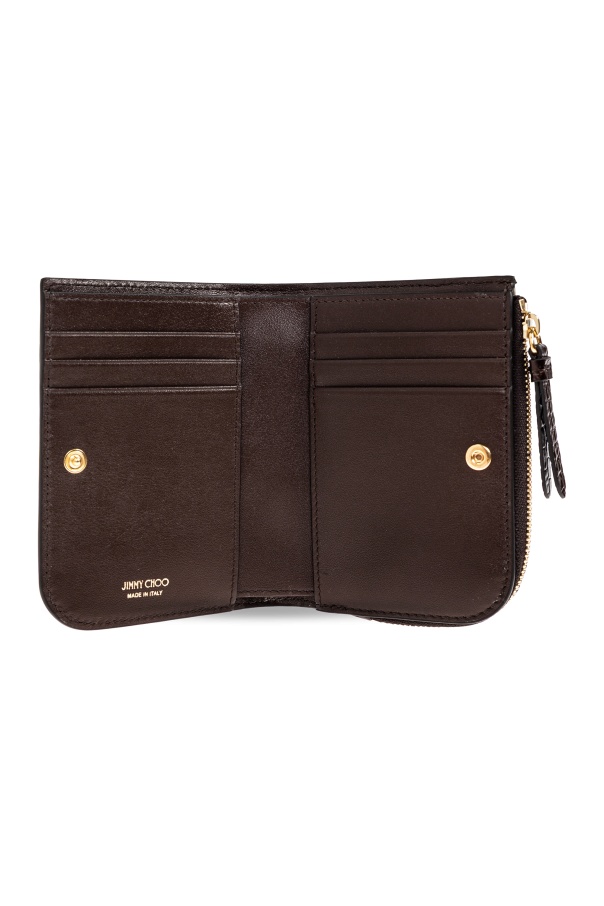 Jimmy Choo Crocodile-effect Zip Wallet In Black