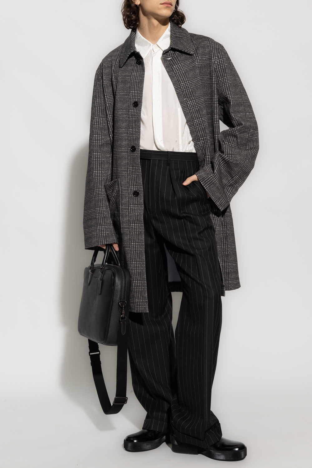 Dries Van Noten Lapel Long-sleeved Coat In Black