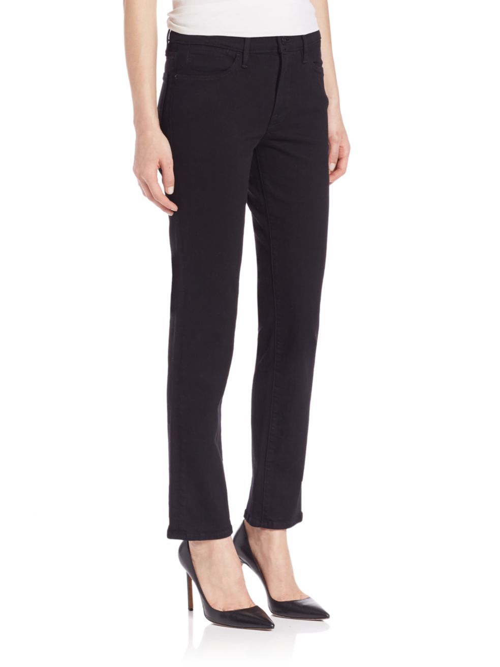 Frame Le High Straight Leg Jeans In Black