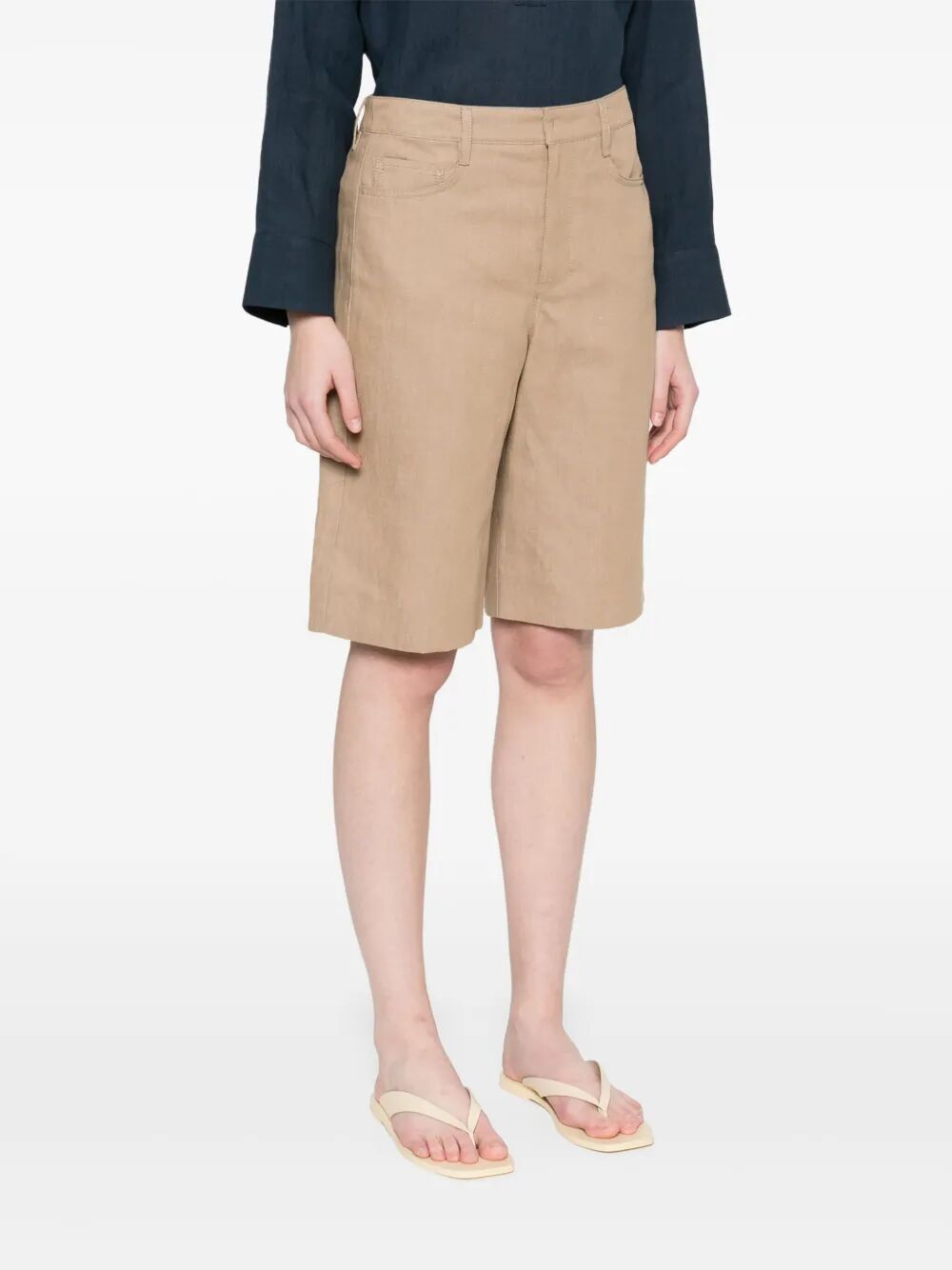 Max Mara Belt Loop Shorts In Nude
