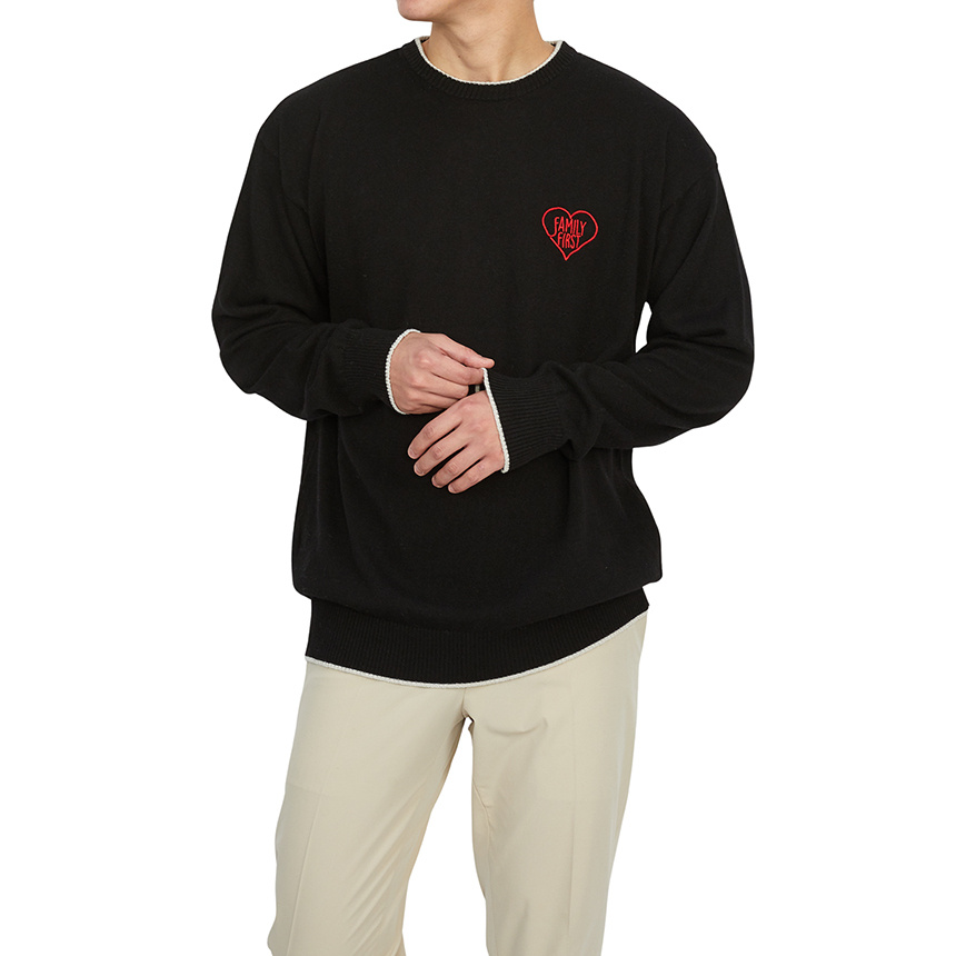Family First Sweatshirt With Heart Embroidery In Black