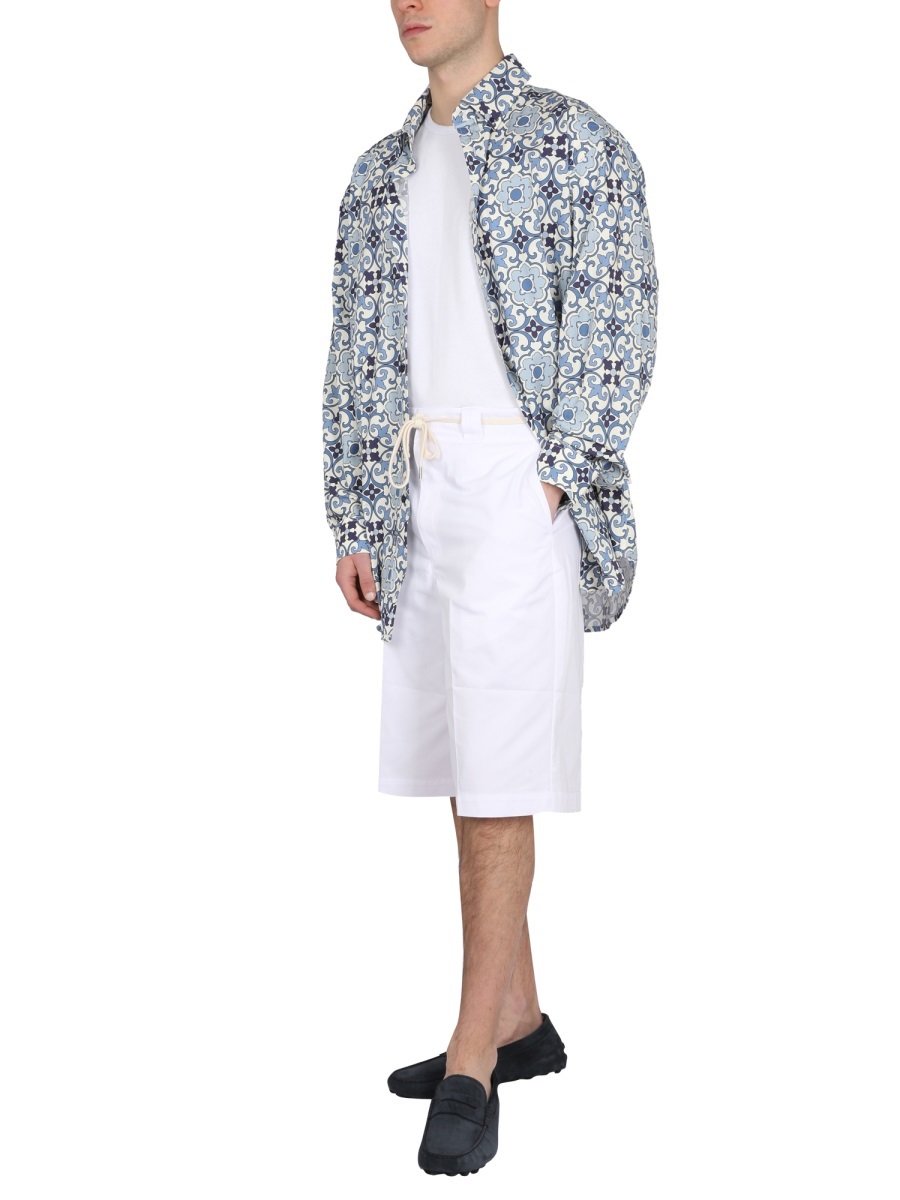 Drôle De Monsieur Printed Long-sleeved Shirt In White