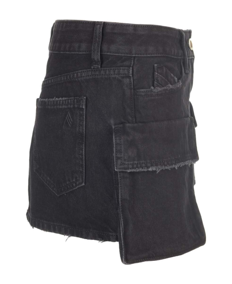 Attico 'fay' Black Mini-skirt With Oversized Cargo Pockets In Black