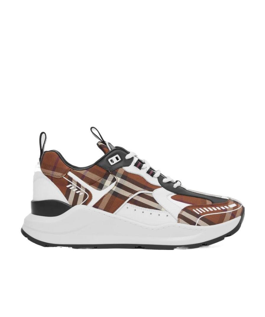 Burberry Sean Check-print Leather Low-top Trainers In White