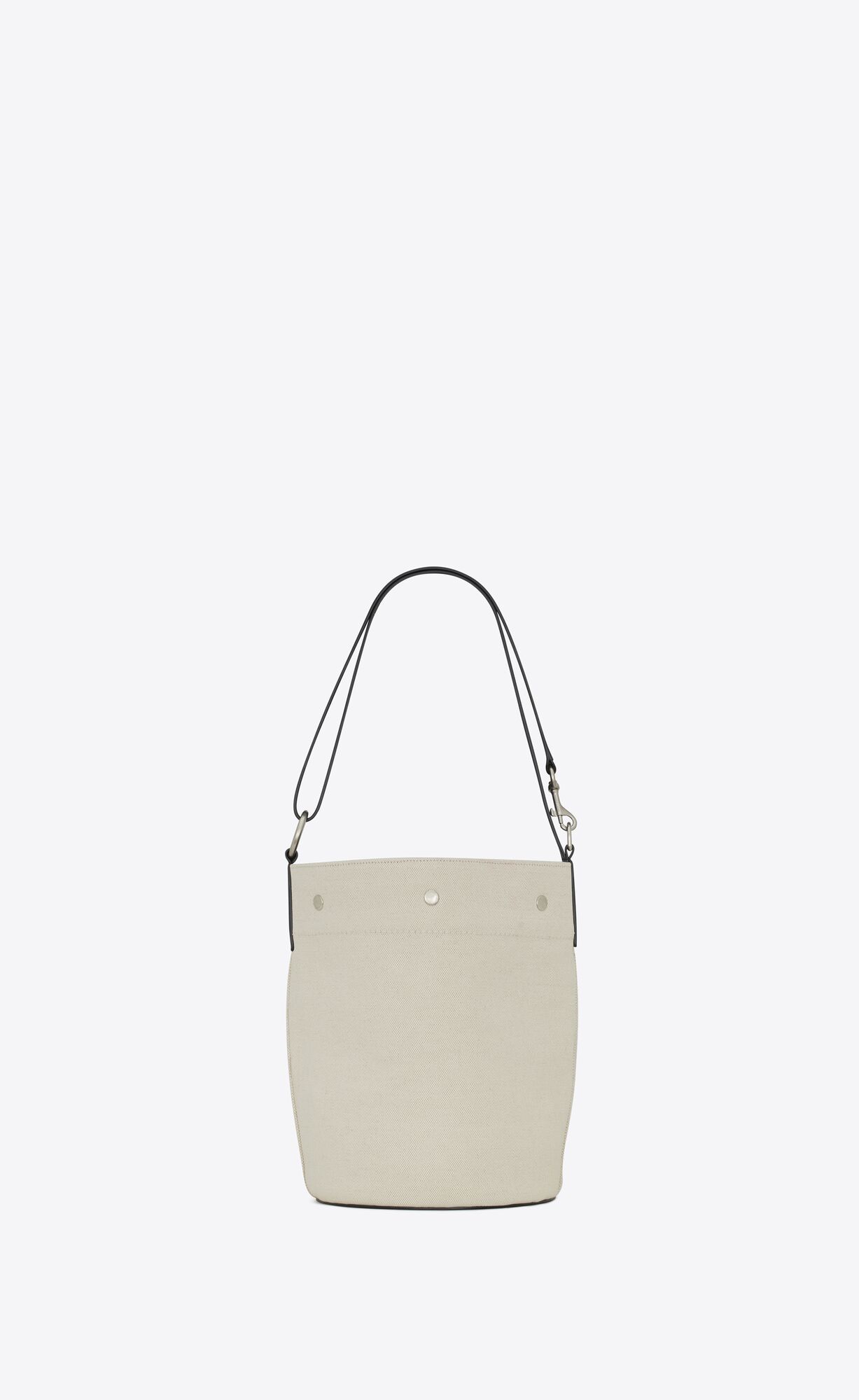 Saint Laurent Logo-print Bucket Shoulder Bag In White