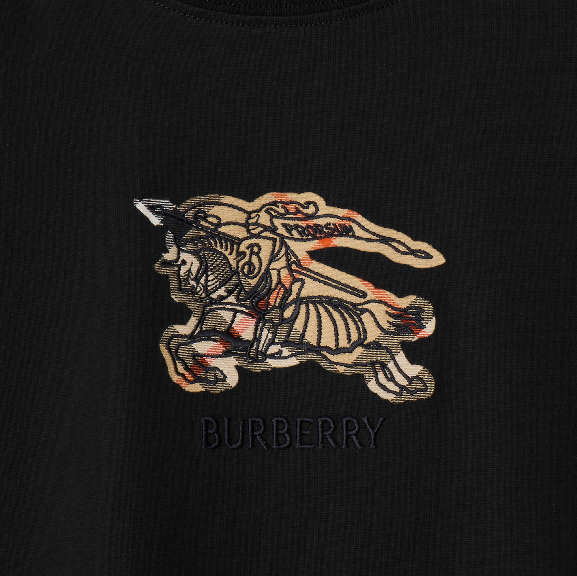 Burberry Ekd Check Cotton T-shirt In Black
