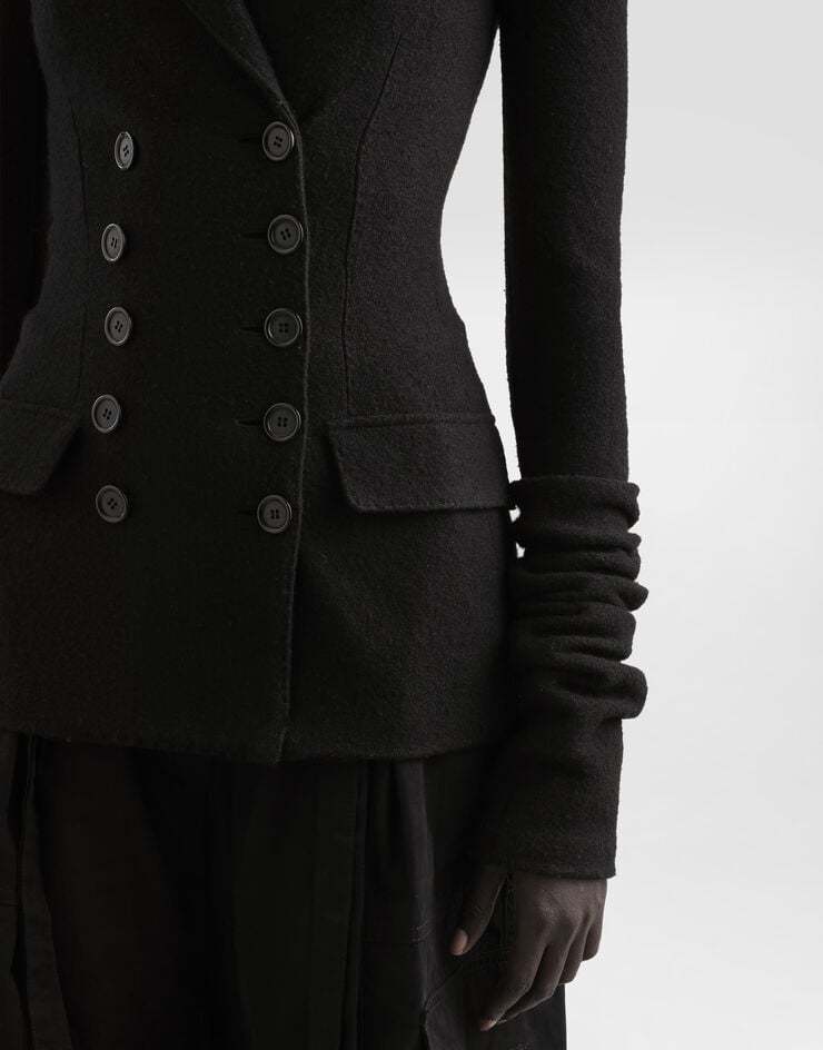 Dolce & Gabbana Double-breasted Jacket In Wool Cloth In Black